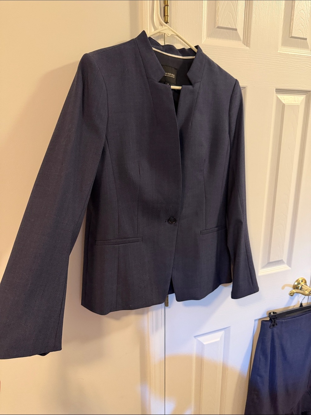 Banana Republic Navy Collarless Single-Button Blazer